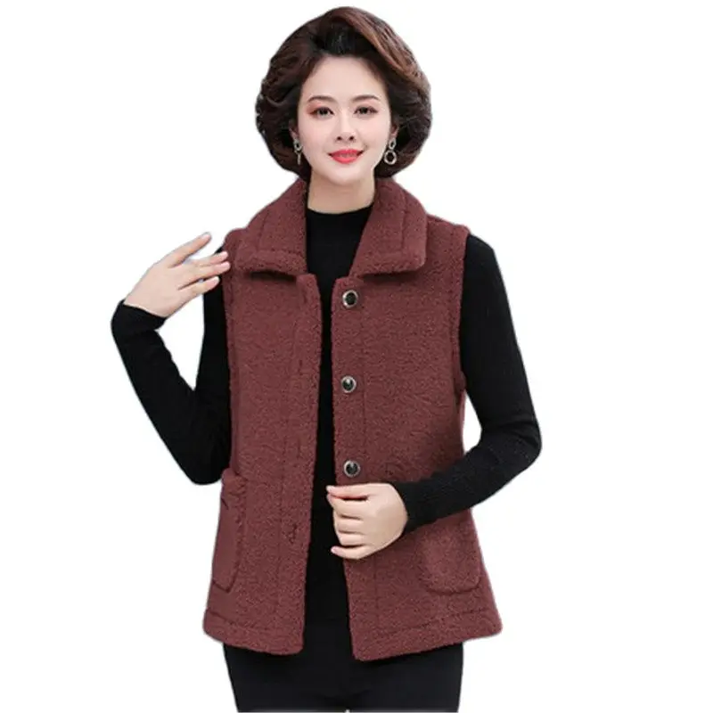 Lamb Wool Granular Velvet Waistcoat Female Spring Autumn New Fur Wear Vests Thick warm Womens Vests Outerwear A461