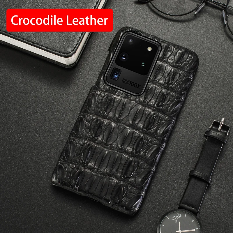 

Natural Crocodile Leather Phone Case For Samsung Galaxy Note 20 10 9 8 S23 S22 S21 S20 Ultra S10 S9 Plus Luxury Alligator Cover