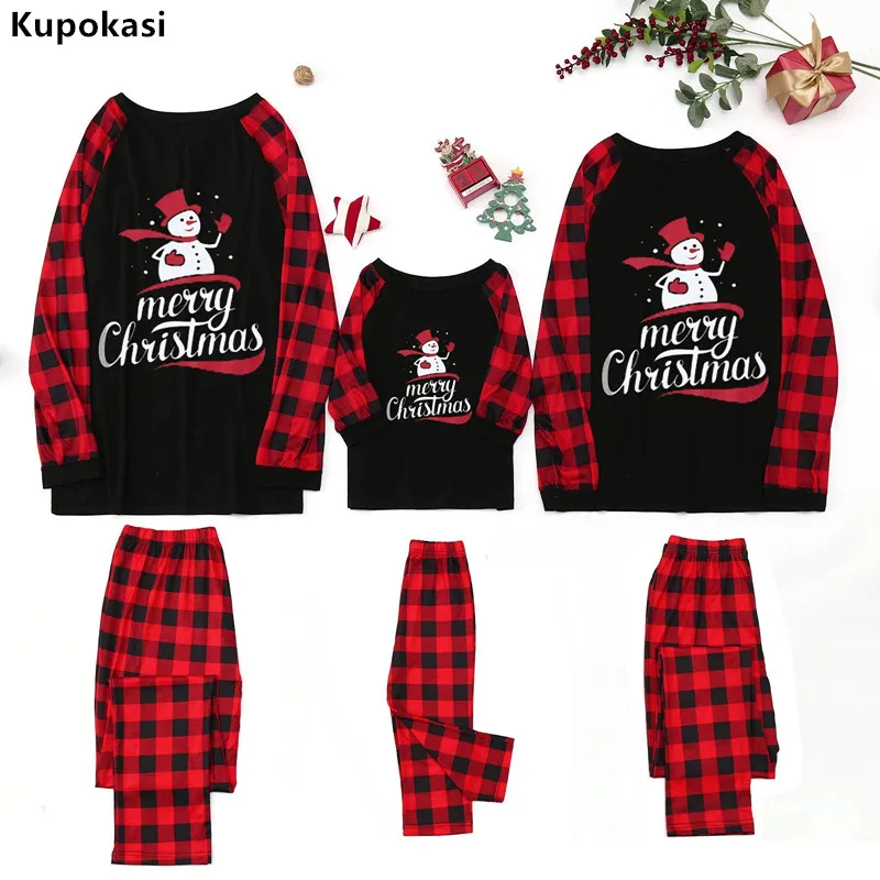 Kupokasi New Merry Christmas Family Matching Pajamas Set Deer Adult Kid Top+Pants Xmas Sleepwear Pj\'s Suit Baby Romper