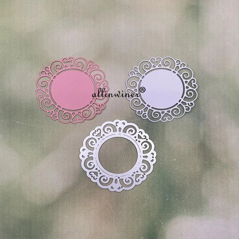 Koronki serca okrągły talerz metalu wykrojniki szablony Die Cut dla DIY Scrapbooking papierowa karta albumu tłoczenie