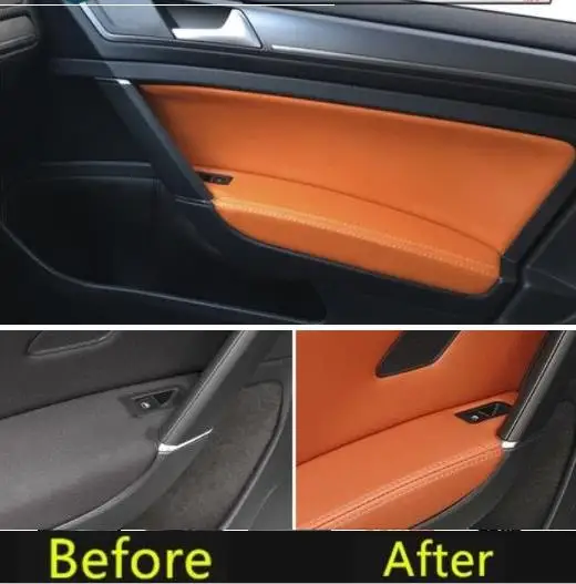 For Volkswagen Golf 7 mk7 2014 2015 2016 2017-2018 -2020 Microfiber Leather Car Door Armrest Panel Protective Cover Car Interior