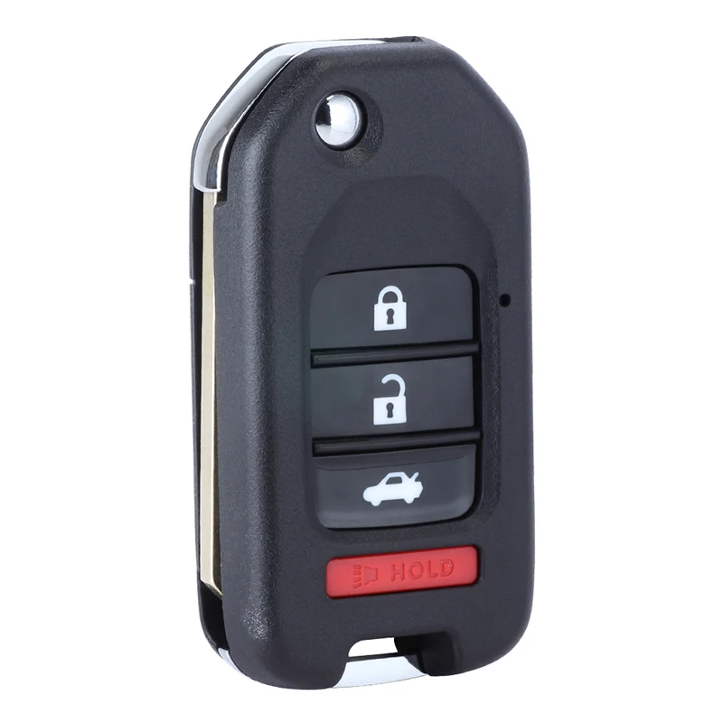 KEYECU Modified Flip Remote Control Car Key Shell Case Cover With 4 Buttons Fob for Honda Civic CR-V Accord HR-V LX 2013-2019