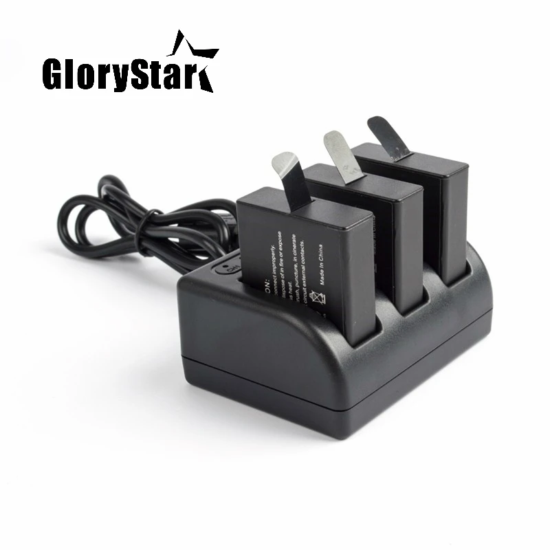 GloryStar Sport Camera Accessory Three Ports Bttery Charger For Gopro Hero 5 6 Black With Usb Cable Travel