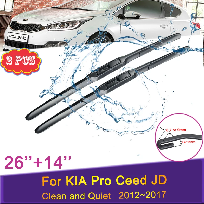 

Car Front Wiper Blades for KIA Pro Ceed JD 2012 2013 2014 ~ 2017 Windshield Frameless Silent Rubber Snow Scraping Accessories