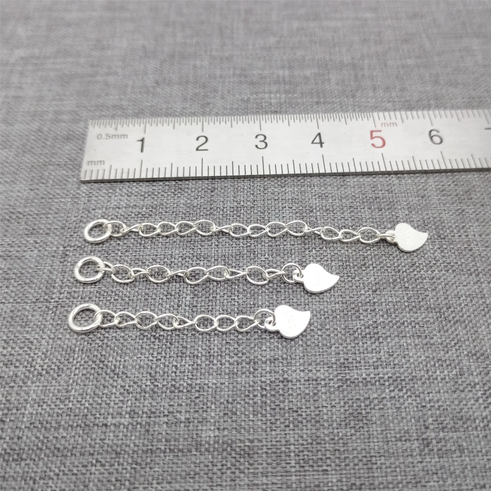 10 stücke von 925 Sterling Silber Herz Verlängerung Ketten Extender Kette für Halskette 32mm 40mm 52mm