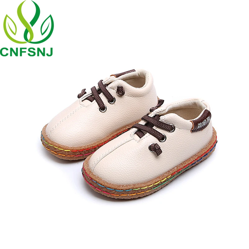 CNFSNJ 2020 Children Fashion Girls Boys Sport autumn Kids Leather Loafers Sneakers Soft Bottom Oxford Flats Shoes 21-30