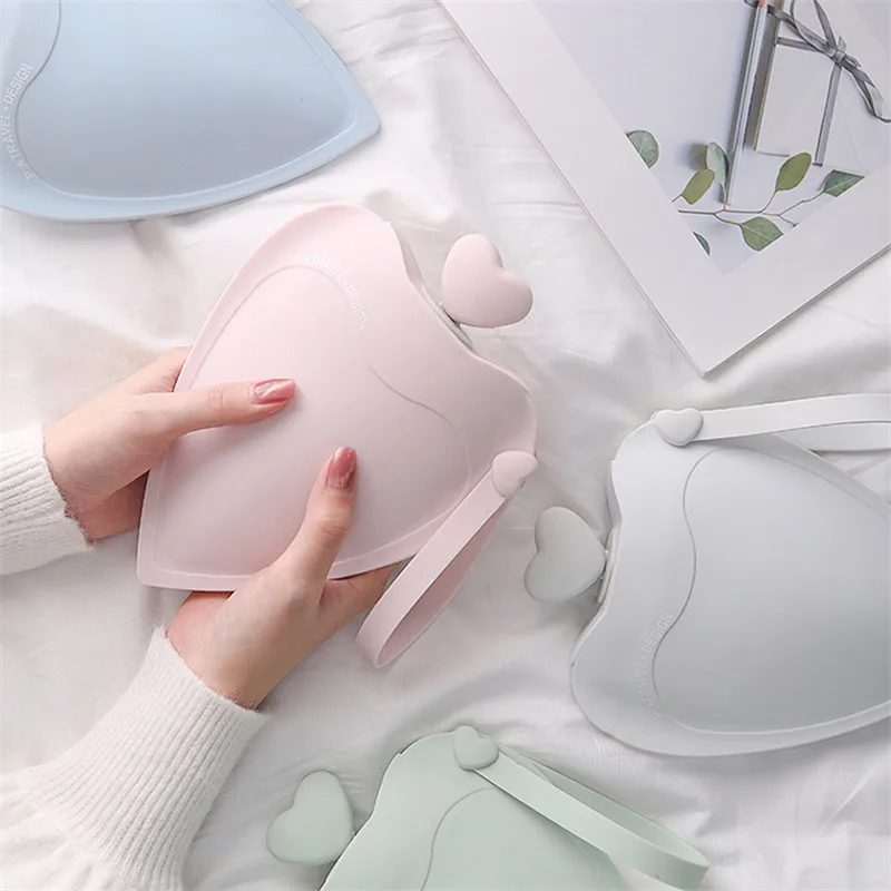 Heart Silicone Hot Water Bottle Rubber Warm Hand Bag Cute Girls Belly Feet Hand Warmer Explosion-proof Portable Hot Water Bags