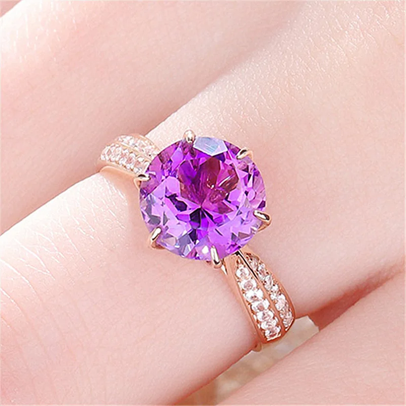 Round Ring for Women 925 Silver Jewelry with Sapphire Zircon Gemstone Open Finger Rings Wedding Party Gift Accessories Wholesale