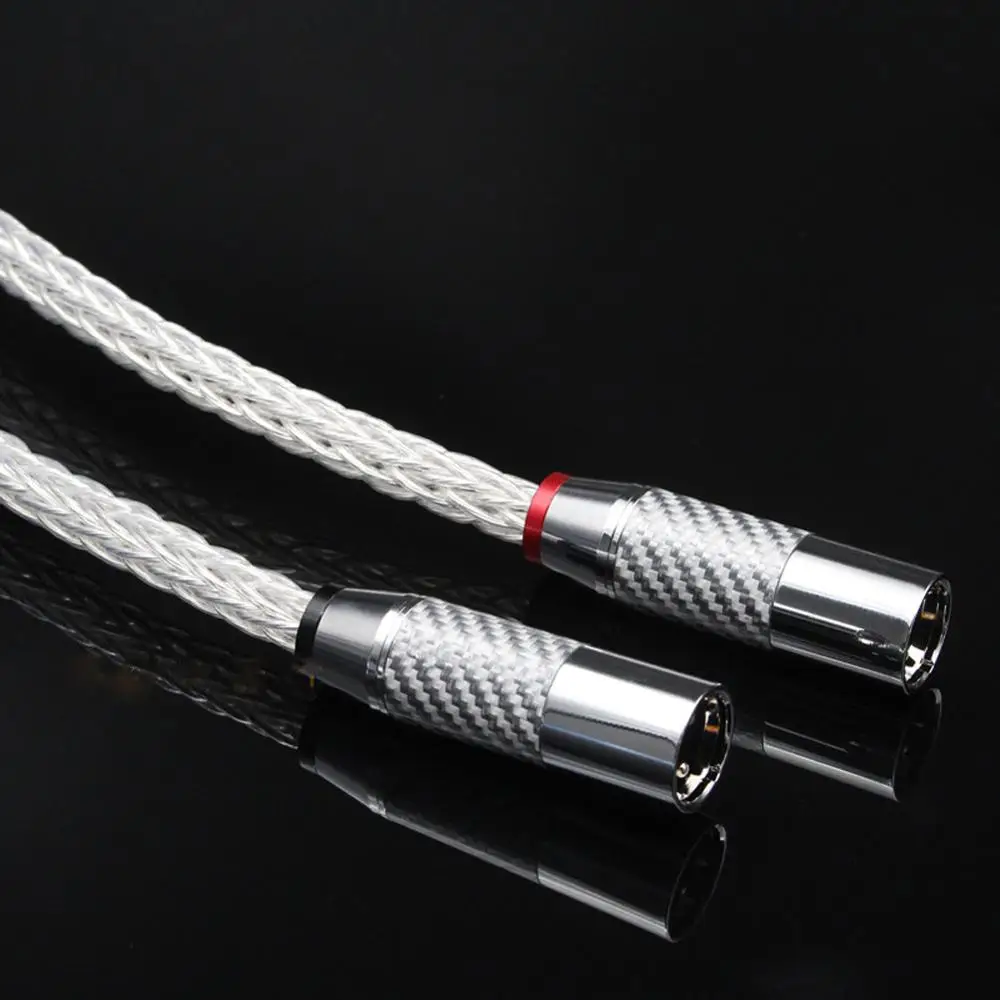 Haldane Pair 16+16AG 7N Single Crystal Silver HIFI XLR Male to Female Audio speaker Wire Carbon Fibe 3pins XLR Balanced Cables