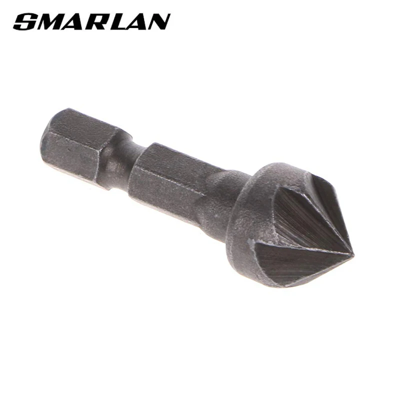 SMARLAN 90 ° Bor Pembenam Mata Bor 1/4 "Hex Shank Pertukangan Kayu Sudut Titik Bevel Pemotong Menghapus Alat Bur