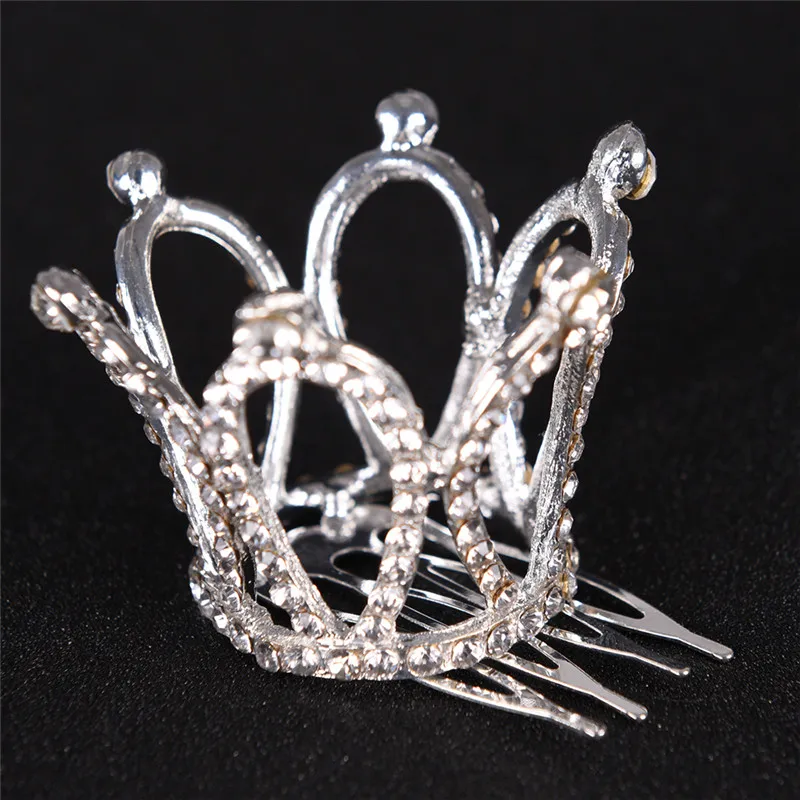 1Pcs Girls Mini Crystal Crown Tiara Hair Combs Clear Stone Small Tiara Hair Accessories Jewelry