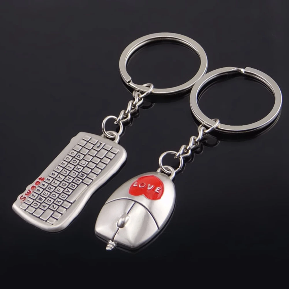 Hot Sale Mouse Keyboard Keychain Couple Key Chain Metal Keyring Pendant Computer Business Promotion DIY Jewelry Small Gifts