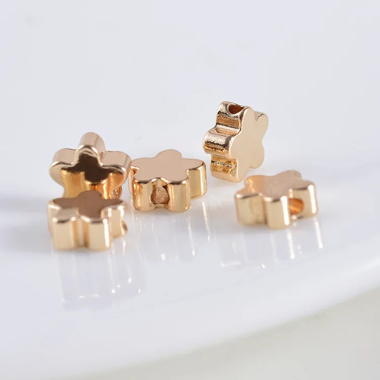 

JFE32 Wholesale 5mm , 6mm Flowers Shape Bead Gold Electroplated Bead Accessories Women Fashion DIY Jewerly Finding 100PCS