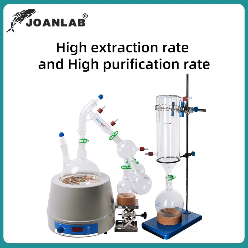 JOANLAB Lab Equipment Short Path Distillation Kit Glass Apparatus With Magnetic Stirring And Heating Mantle And Cold Trap 2/5L