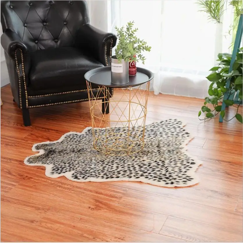 Nordic imitation leopard pattern Rug faux skin leather NonSlip Antiskid Mat washable Animal print Carpet for living room bedroom