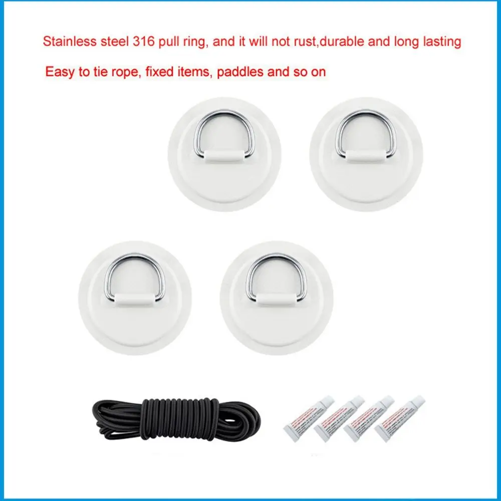 1/4Pcs Surfboard Dinghy Boat Round Ring Pad Rowing Boats PVC Patch D Ring Elastic Bungee Rope Deck Rigging Sup