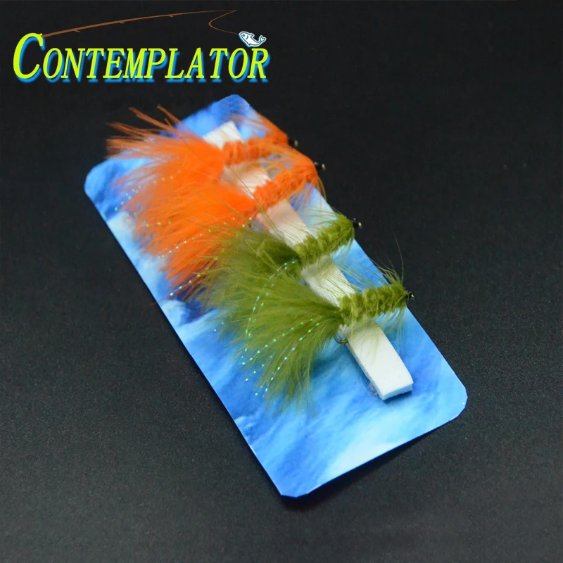 2colors Assorted Orange/Olive Wooly Bugger Artificial Wet Flies 4pcs 10#-12# Streamers Leeches/Salamanders Saltwater Lures