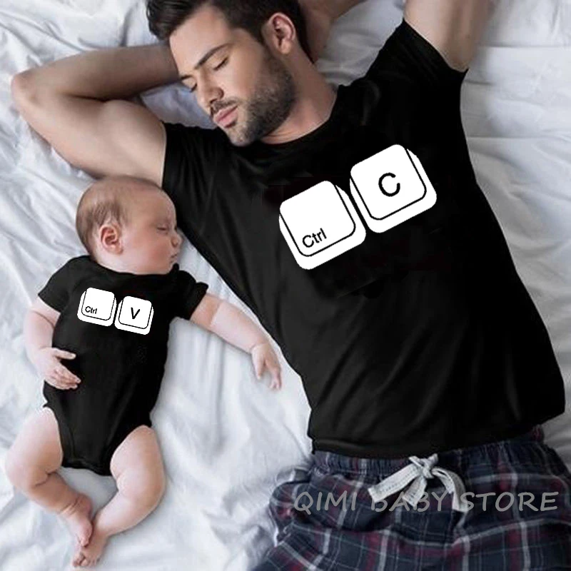 CTRL + C CTRL + V Family T-Shirt Father and Son Daughter Tshirts Matching Oufits Dad Baby Family Look Summer T Shirt Tops Tee