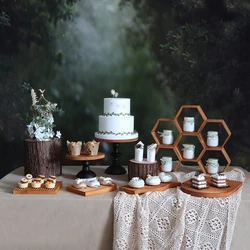 Cake Plate Stand Wooden Plate High Base Cupcake Dish Party Filming Props Dessert Dish Wedding Tray Decoration Display
