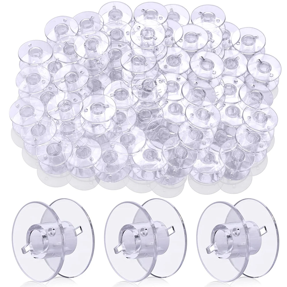 10-50PCS Transparent Bobbins Sewing Machine Bobbins for DIY Quilting Embroidery Plastic Bobbins Empty Bobbin Spools Sewing Tools