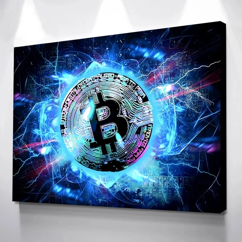 

Home Decor Bitcoin Prints Painting Neon Glow Pictures Fashion Wall Art Modular Nordic Modern Canvas Poster Bedside Background