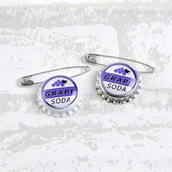 Grape Soda Bottle Caps Pin Carl Japanese Anime Cartoon Movie Badge Jewelry Brooches Denim Shirt Lapel Safe Pins For Kids Gifts