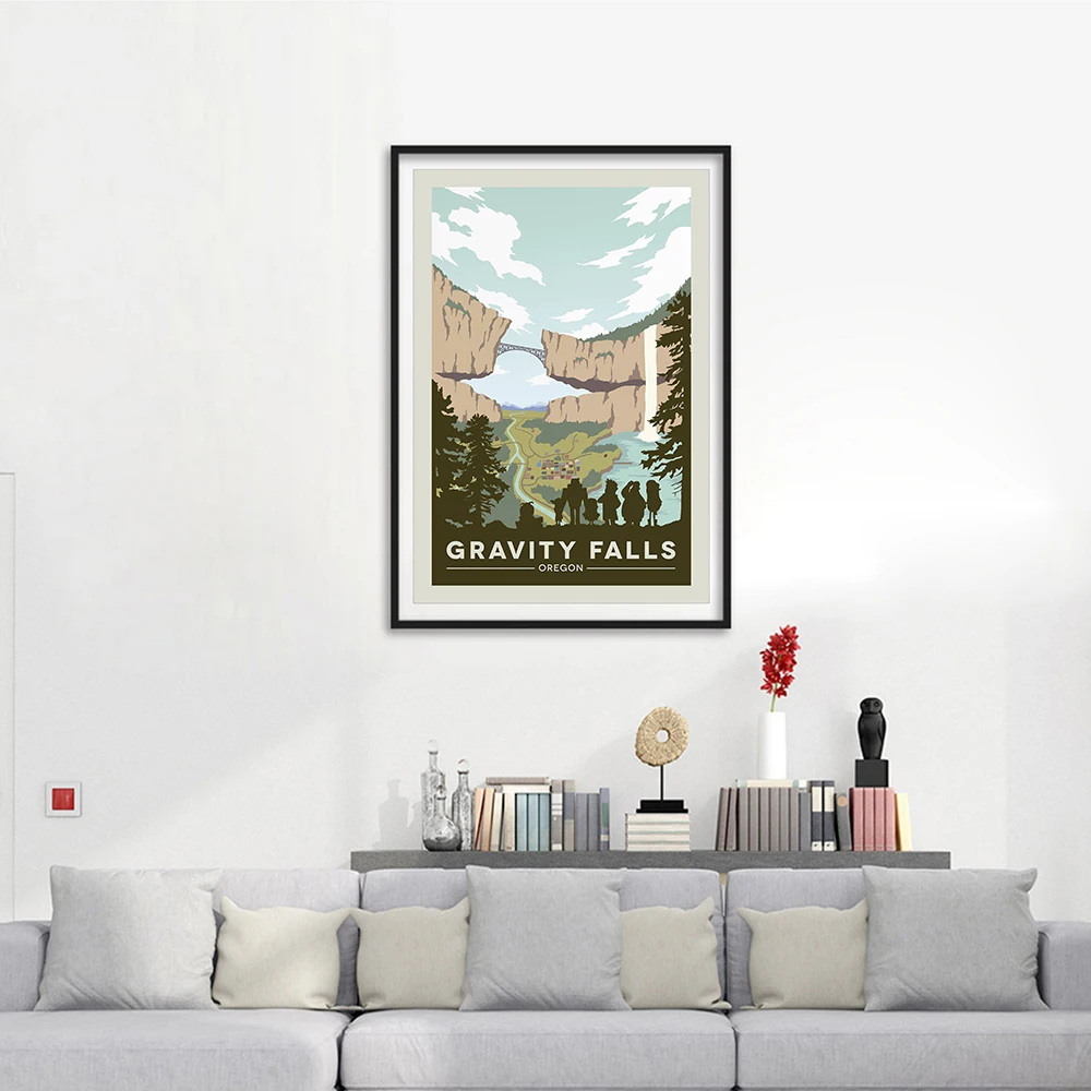 Gravity Falls National Park Print Vintage Art Painting Travels Cities Retro Posters Travel Landscape Posters Wall Art Picture