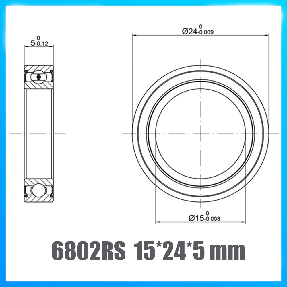 Rodamiento de cerámica híbrida 6802 para bicicleta, ABEC-1 de 15x24x5mm, soportes inferiores y repuestos 6802RS Si3N4, rodamientos de bolas, 1 unidad