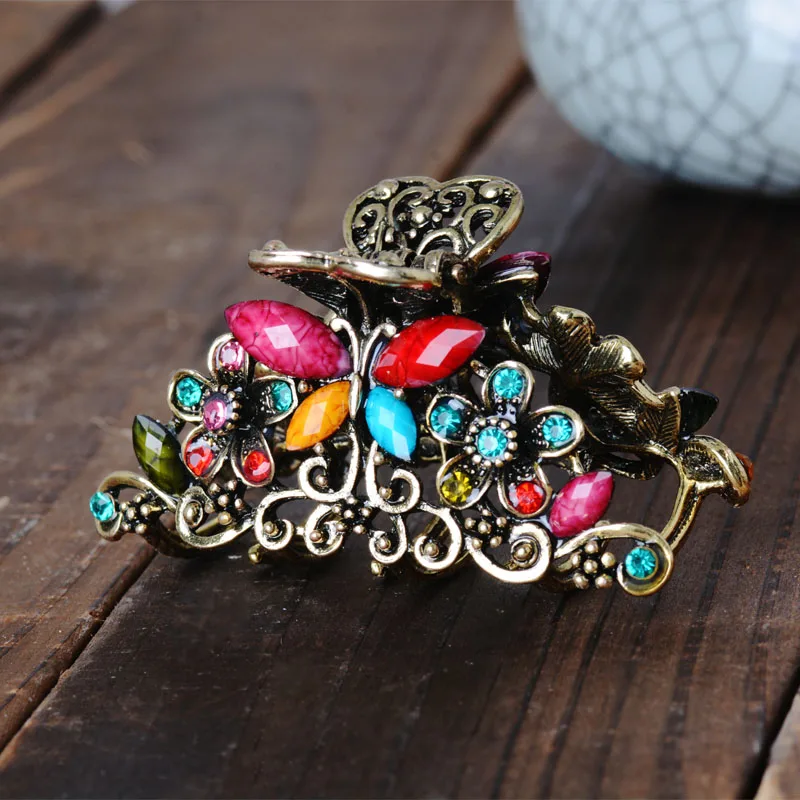 muylinda Vintage Hair Pins Claw Women Flower Hair Jewelry Wedding Bridal Hair Accessories Crystal Hair Clip Crab