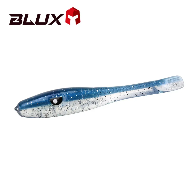 BLUX Crazy Eel 80mm 8pcs/bag Soft Fishing Lure Seabass Artificial Bait Silicone Worm Shad Needfish Saltwater Bass Fishing Tackle