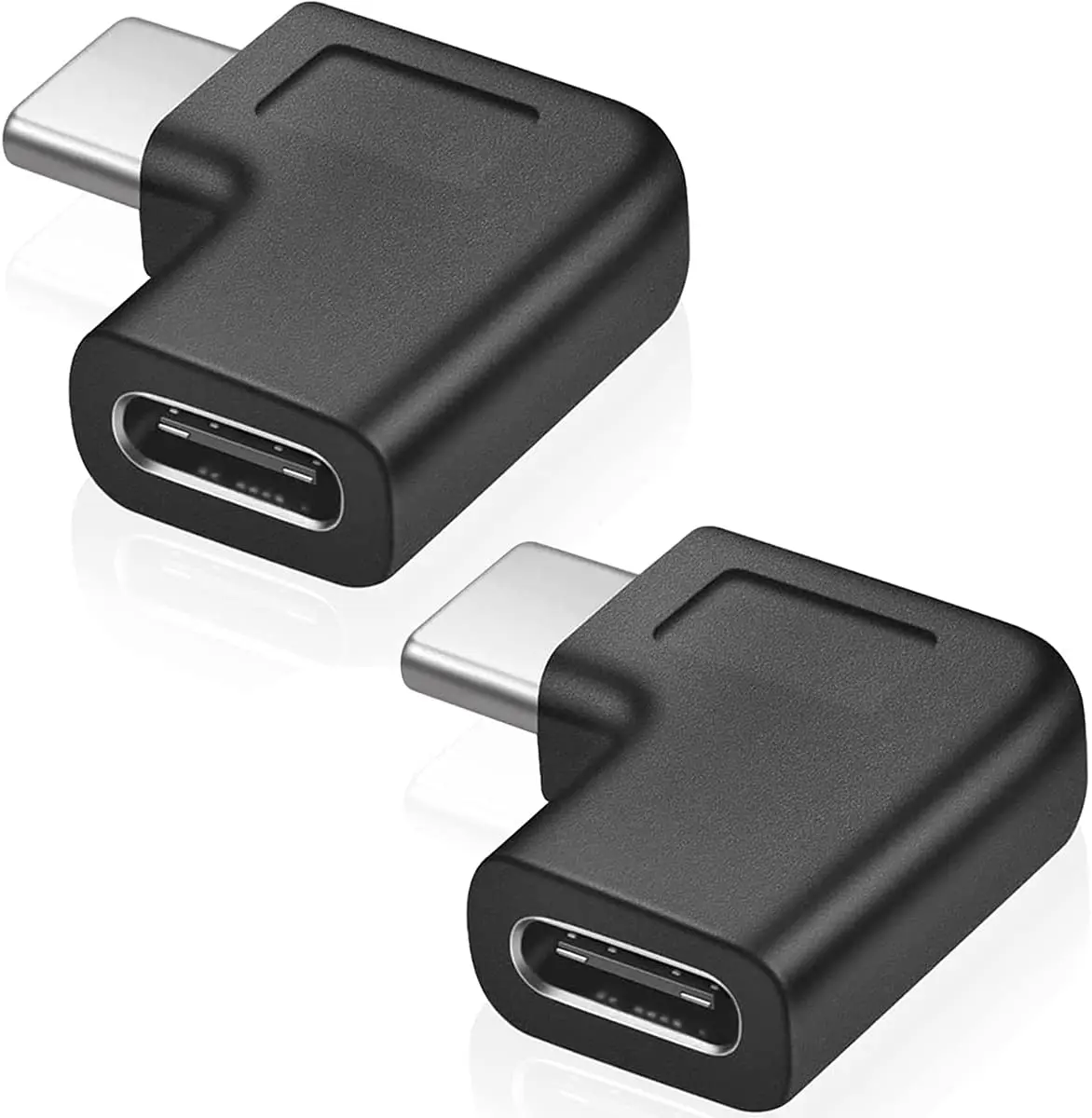노트북 태블릿 모바일용 USB C 직각 어댑터, 수-암 컨버터 확장, 90 도, 2 팩