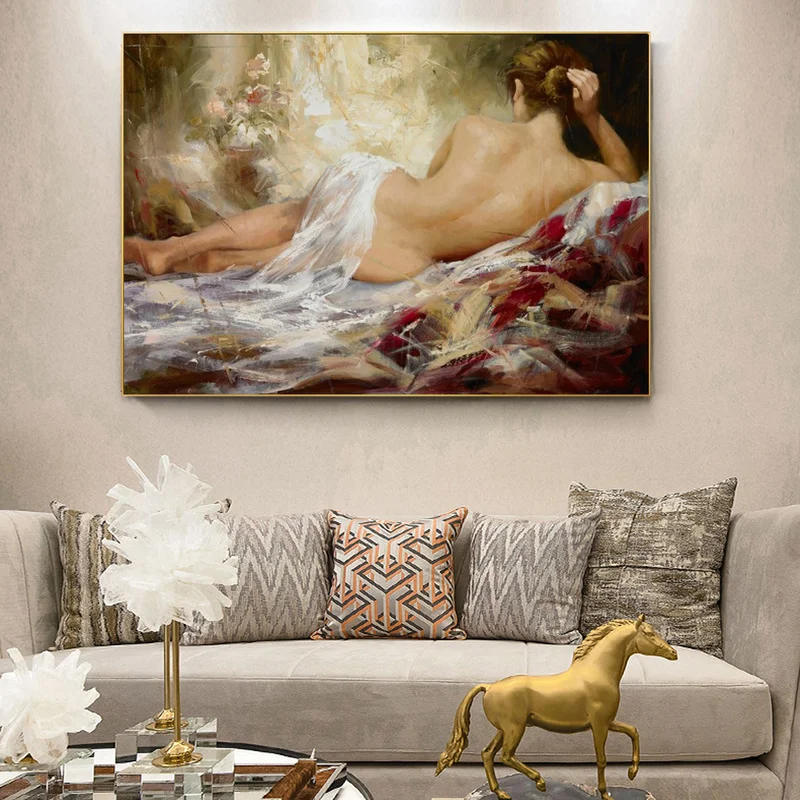 

Abstract Nude Woman Oil Painting on Canvas Posters and Prints Wall Art Portrait Pictures for Living Room Home Decor No Frame