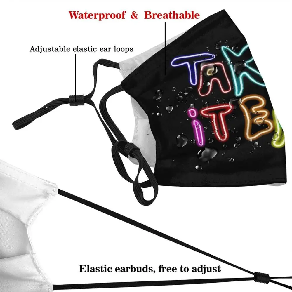 Takin' It Easy! Custom Pattern Washable Filter Pm2.5 Adult Kids Mask Taking It Easy Neon Lights Hand Written Words Text