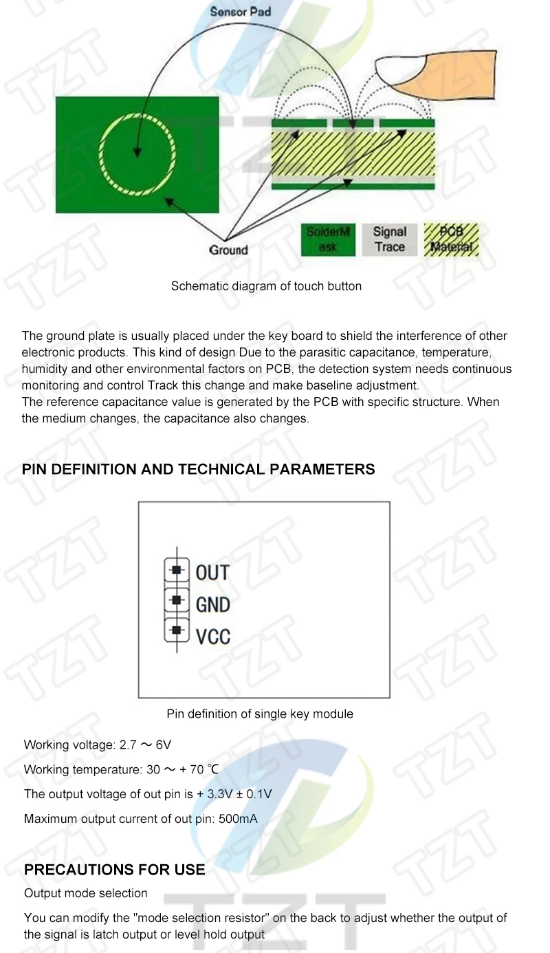 TTP223 12V 1-Kanal-Touch-Relais-Modul Kapazitiver Touch-Tastenschalter-Sensor Selbstverriegelnd/Ohne Verriegelung HTTM Touch-Taste für Arduino – Detail 8
