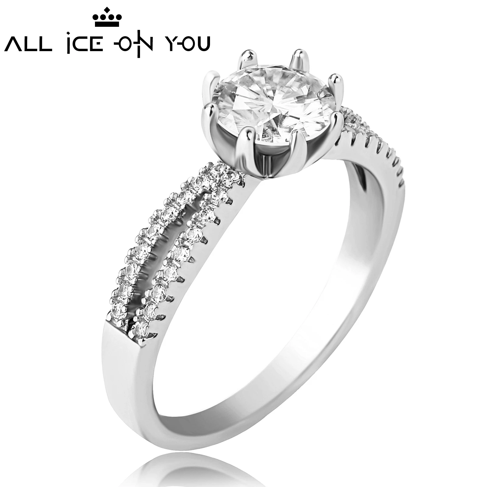 Hollow Real Gold Plated Luxury 925 Sterling Silver 1CT D Color Moissanite VVS1 Jewelry Wedding Diamond 8 Claw Ring Women Gift