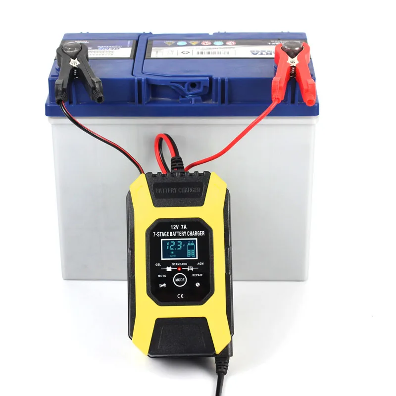 FOXSUR 12V 7A 7-stage Pulse Battery Charge, Deep cycle EFB GEL WET AGM Car Motorcycle Battery Charger, Maintainer & Desulfator