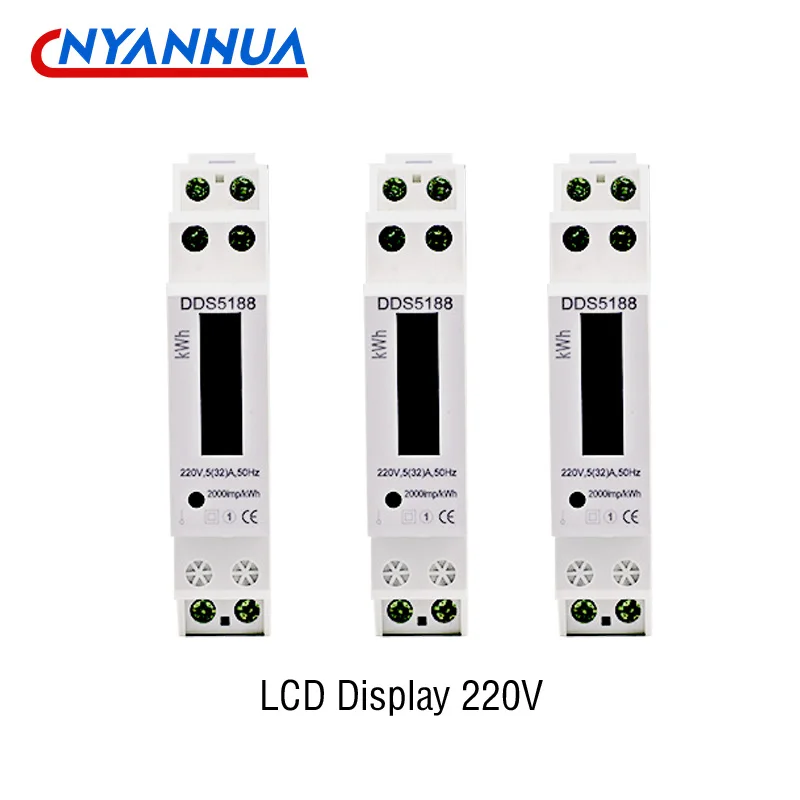 1P 1 Pha Đường Sắt Đồng Hồ Màn Hình LCD Hiển Thị Điện Đồng Hồ Năng Lượng 220V KWH Nhà Thông Minh Loại Cao Cấp độ Chính Xác