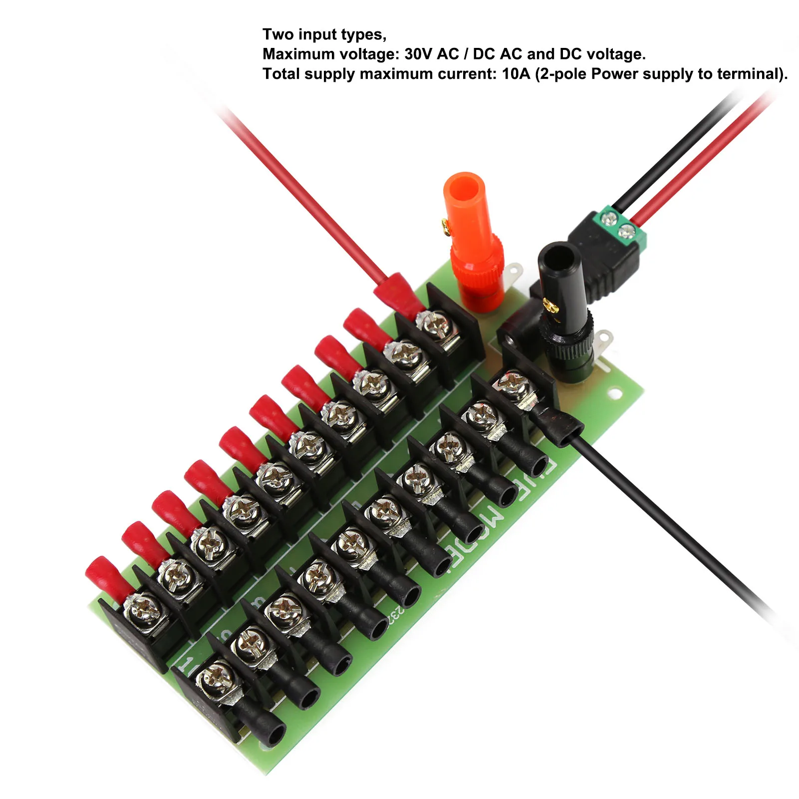 Evemodel 1X Placa de distribución de energía, 3 Entradas, 10 pares de salidas para voltaje CC CA PCB005, Control de potencia