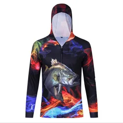 Colorful Quick-drying  Sun Protective Fishing Shirts  Men's Fishing Jerseys With Zippered  2021 Popular  Hooded Fishing Clothing