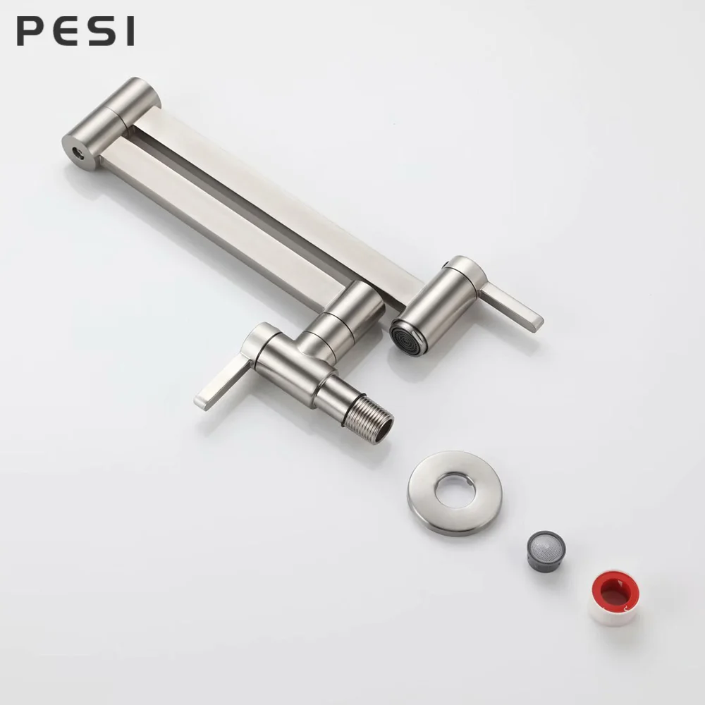 kitchen Mixer Single Hole Dual Holder Faucet Solid Brass Basin Sink Black Swivel Wall Mounted Waterfall Stream Sprayer Head.