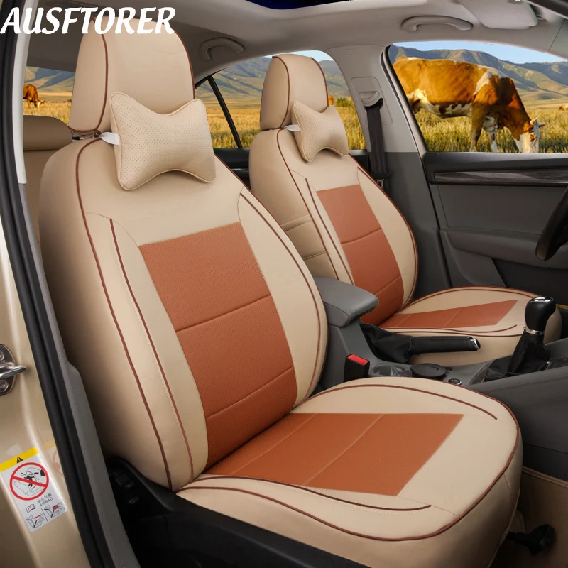 AUSFTORER Cowhide & PVC Leather Seat Cushion Set for MINI COUNTRYMAN Automobiles Seat Covers Accessories Protectors Car Styling