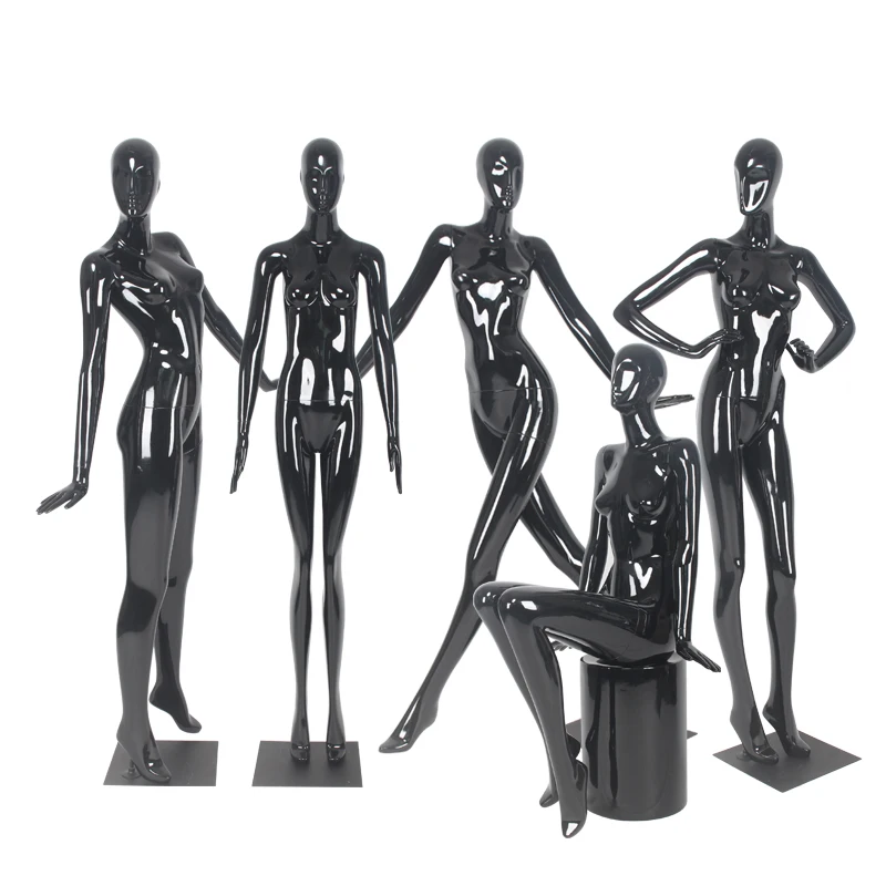 High End Model Female Whole Body Mannequin Bright Black Wedding Dress Dummy Display Rack Model