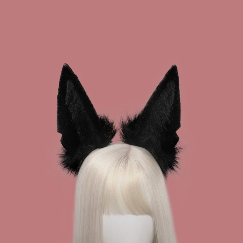 Faux Fur Animal Headbands Furry Animal Wolf Ears Headwear Tail Set Kawaii Hair Hoop for Halloween Cosplay Party Supplies