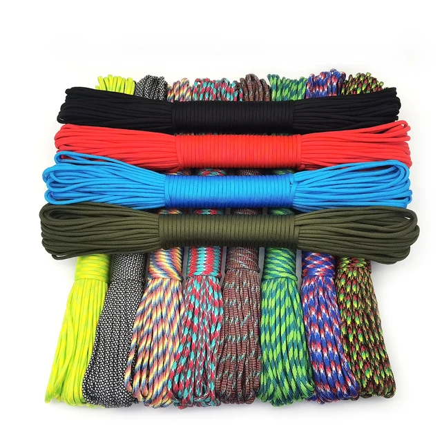 Wysokiej jakości 31 metrów 100FT Paracord 550 liny typu III 9 stojak Paracord przewód liny zestaw survivalowy hurtownie dla Camping