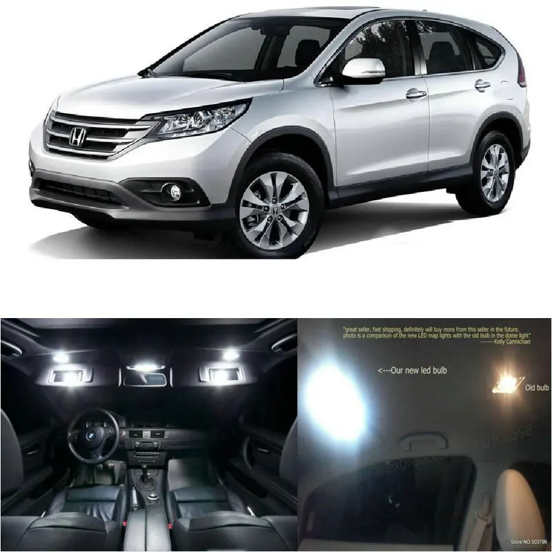 

LED Interior Car Lights For honda crv 4th 2013 room dome map reading foot door lamp error free 10pc