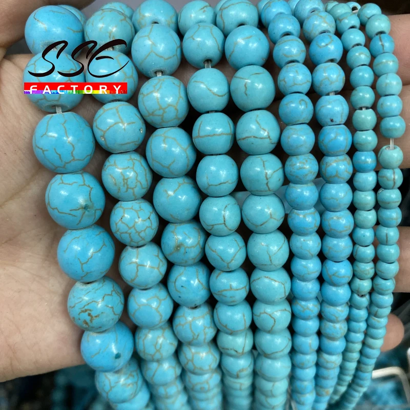 Blue Turquoises Beads Natural Stone Round Loose Beads 15\