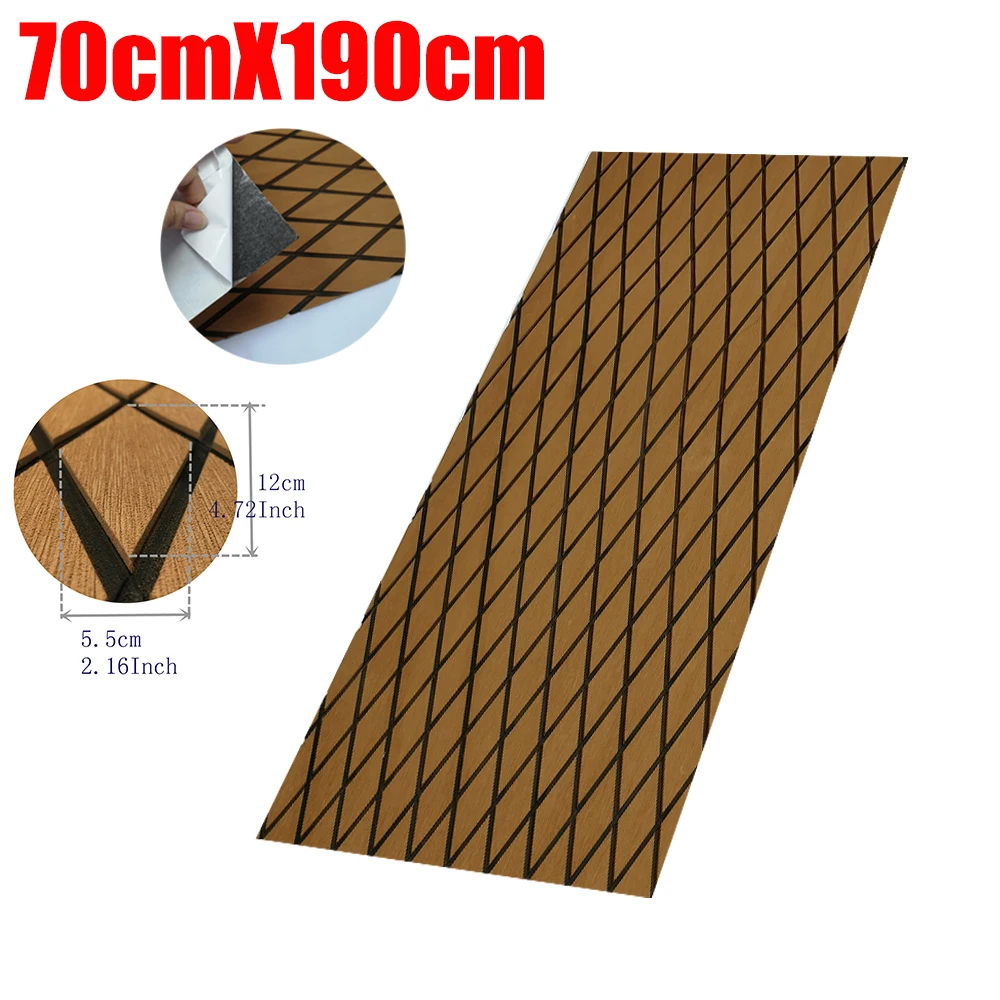 EVA Teak Decking Sheet Light Brown Yacht Marine Carpet Flooring Mat No Skid Self Adhesive Cross Design Sea Deck Boat Accessories