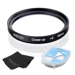 HOT SALE RISE(UK) 49mm Close-Up +2 Macro Lens Filter for Nikon Canon SLR DSLR Camera + filter case + gift