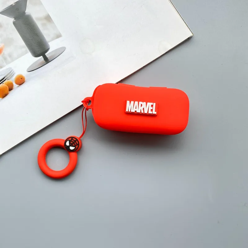 Desenhos animados Marvel fone de ouvido com anel cordão, fone de ouvido sem fio Bluetooth para QCY T5, silicone
