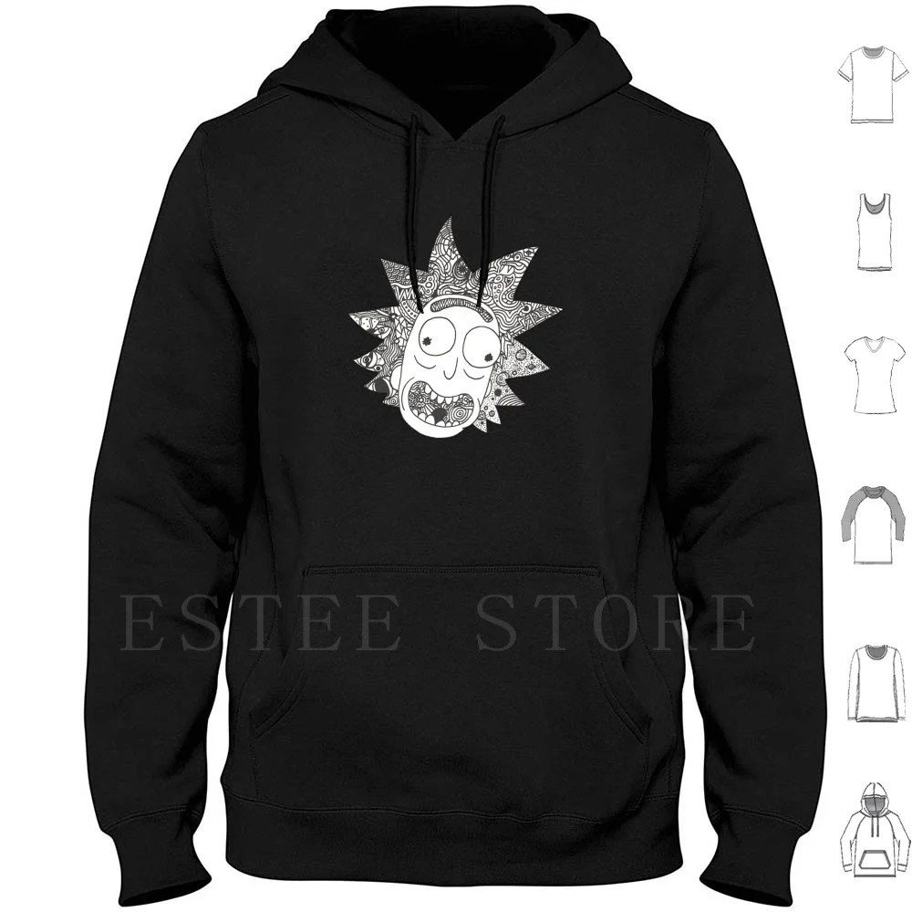 Rick ( White ) Hoodies Trippy Spacey Head Squiggle Cheekyturtle Black And White Universe Abstract Satisfying